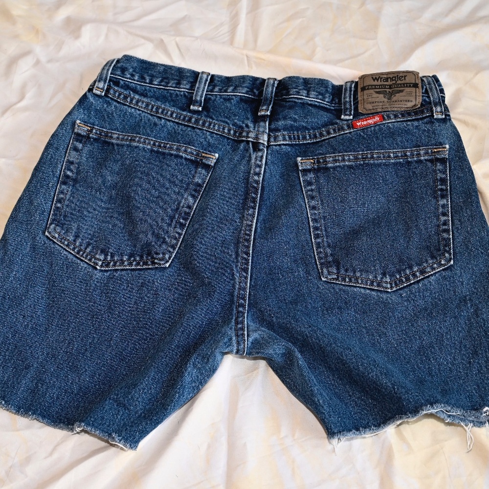 Upcycled Wrangler Denim Short Shorts, Mid-Thigh